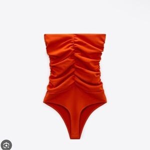 Zara Ruched Orange bodysuit
